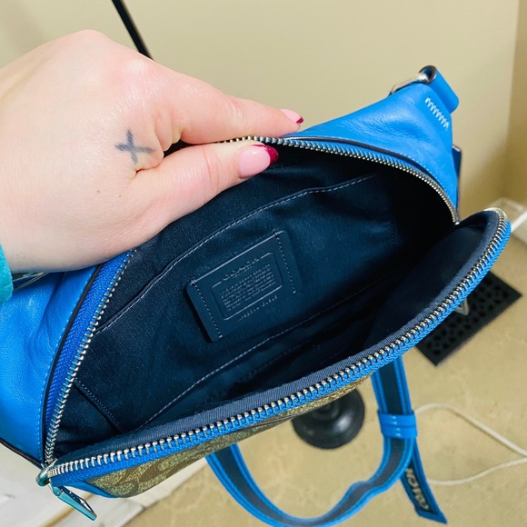 Coach CJ505 Elias Blue & Tan Belt Bag In Colorblock Signature Canvas - Picture 10 of 10